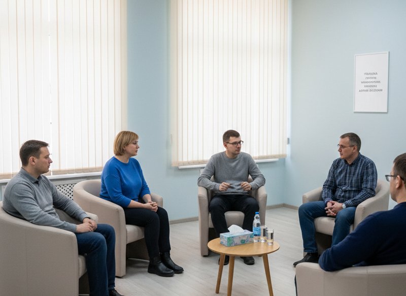 Группа людей проходит реабилитацию
